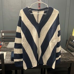 Navy and white sweater originally from Amazon